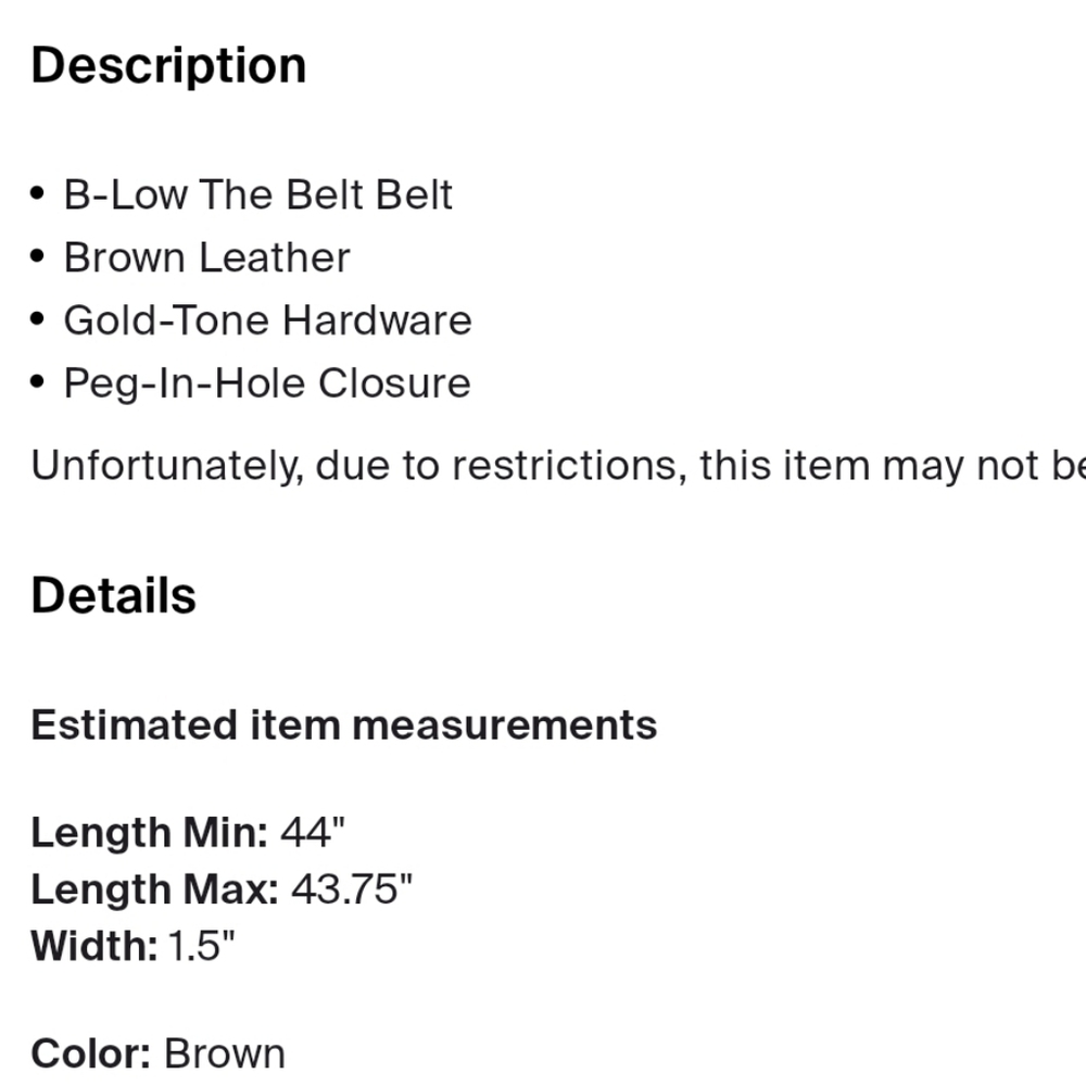 B-Low the Belt Dark Brown Belt with Gold Chain Detail - Picture 3 of 3